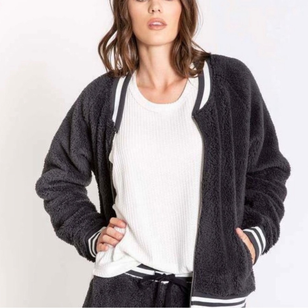 Women's Black Fleece Bomber Jacket